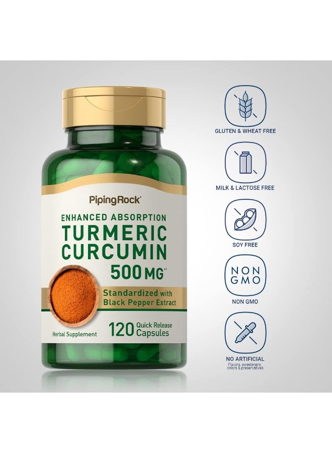 naturulse Piping Rock Standardised Turmeric Curcumin Complex 500 Mg 120 Quick Release Capsules Herbal Supplement - Image 3